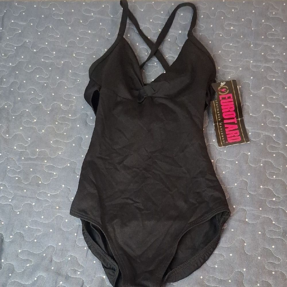 Eurotard Black Cross-Back Dance Leotard size XS NWT